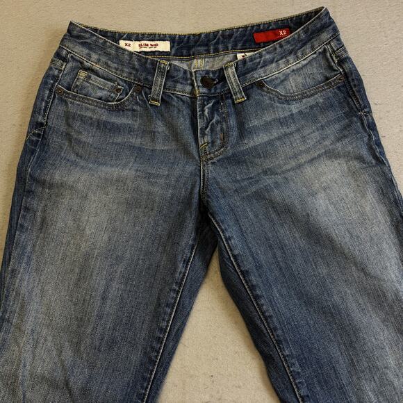 X2 Jeans Womens 6 Lowrise Bootcut Blue Quality Denim Slim W10 Short Y2K Pants - Picture 4 of 10
